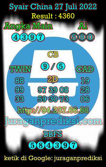 Prediksi China 27 Juli 2022, Kode Syair China hari ini, Bocoran China, Prediksi china akurat Rabu 27 7 2022, Prediksi togel china 4d, syair china Rabu 27 juli 2022.